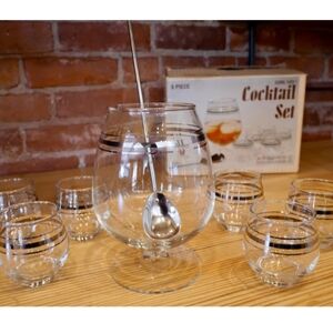 So Fancy! Vintage Mid-Century Modern Brandy Snifter Decanter & Roly Poly Glasses